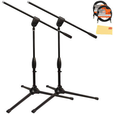 Ultimate Support MC-40B Pro Short Microphone Boom Stand - 2 Pack w/ XLR Cables