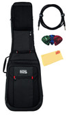 Gator G-PG Pro-Go Ultimate Gig Bag for Electric Guitars - Black w/ Instrument Cable
