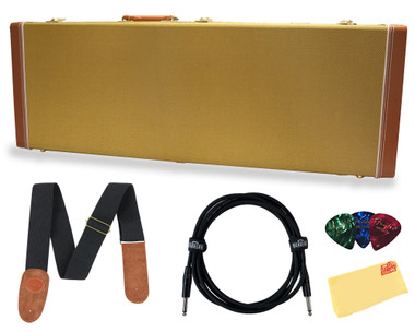 Gator GW-ELECTRIC Deluxe Wood Case for Electric Guitars - Tweed w/ Strap