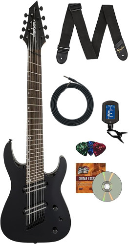 Jackson X Series Dinky Arch Top DKAF8 MS Electric Guitar - Gloss Black w/ Instrument Cable