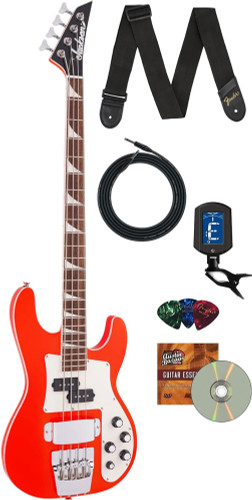 Jackson X Series Concert Bass CBXNT DX IV Bass Guitar - Rocket Red w/ Instrument Cable, Strap, Tuner, Picks, and Austin Bazaar Instructional DVD