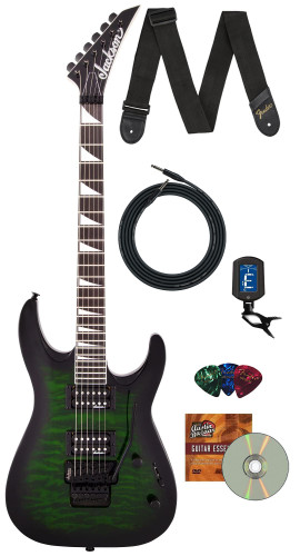 Jackson JS Series Dinky Arch Top JS32Q DKA Electric Guitar - Transparent Green Burst w/ Instrument Cable