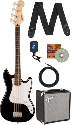 Fender Squier Sonic Bronco Bass - Black w/ Rumble 15 Amplifier