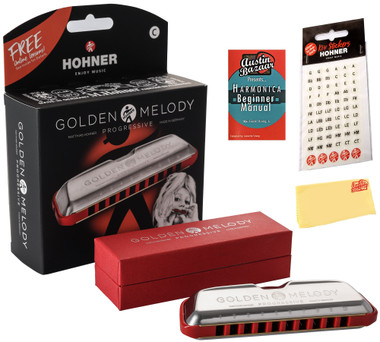 Hohner 544 Golden Melody Harmonica - Key of D w/ Key Stickers