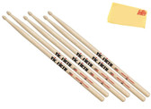 Vic Firth American Classic 5B Wood-Tipped Drumsticks - 3 Pack w/ Polishing Cloth