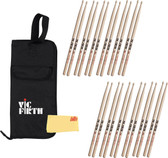 Vic Firth American Classic 5A Wood-Tipped Drumsticks - 12 Pack w/ Stick Bag