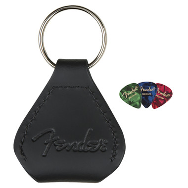 Fender Leather Pick Holder Keychain w/ Picks