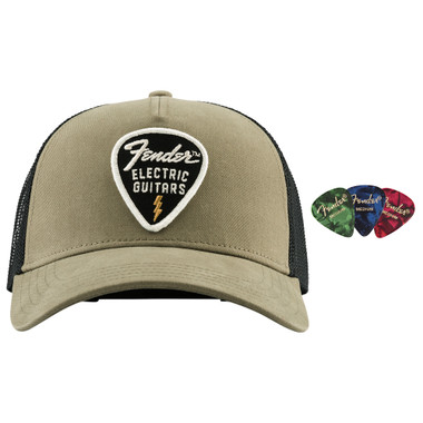 Fender Snap-Back Pick Patch Hat - Olive w/ Picks