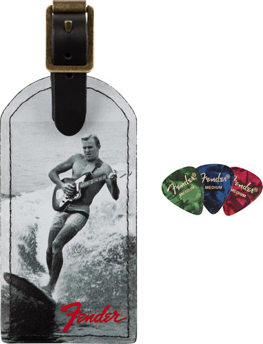 Fender Vintage Surfer Ad Luggage Tag w/ Picks