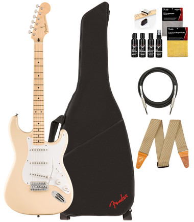 Fender Jimmie Vaughan Tex Mex Stratocaster - Olympic White w/ Guitar Cleaning Kit