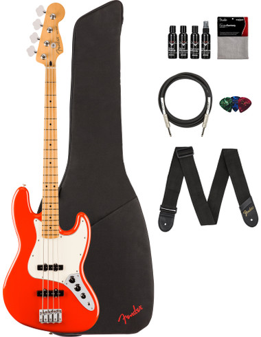 Fender Player II Jazz Bass - Coral Red w/ Cleaning Kit