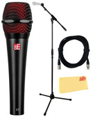 sE Electronics V7 Black Supercardioid Dynamic Microphone - All Black w/ Boom Stand