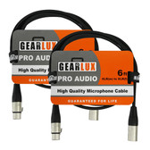 Gearlux 6-Foot XLR Microphone Cable - 2 Pack