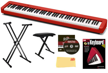 Casio CDP-S160 88-Key Compact Digital Piano - Red w/ Adjustable Stand