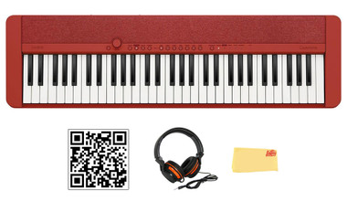Casio Casiotone CT-S1 61-Key Portable Keyboard - Red w/ Headphones
