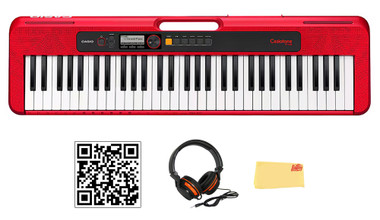 Casio Casiotone CT-S200 61-Key Portable Keyboard - Red w/ Headphones