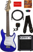 Fender Squier 3/4-Size Kids Mini Strat Electric Guitar - Imperial Blue w/ Amplifier