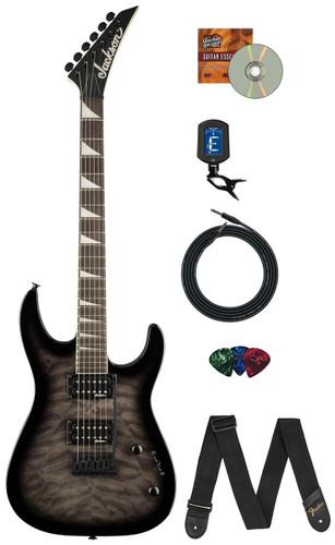 Jackson Dinky JS20 DKQ 2PT Electric Guitar - Transparent Black w/ Instrument Cable