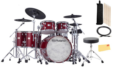 Roland VAD716-GC V-Drums Acoustic Design Electronic Drum Set - Gloss Cherry w/ Drum Throne