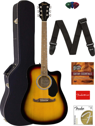Fender FA-125CE Dreadnought Cutaway Acoustic-Electric Guitar - Sunburst w/ Hard Case