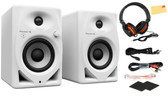 Pioneer DM-40D 4-Inch Desktop Active Bluetooth Monitor Speaker - White w/ Instrument Cable