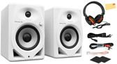 Pioneer DM-50D 5-Inch Desktop Active Monitor Speaker - White w/ Instrument Cable