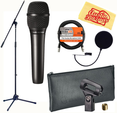 Audio-Technica AT2010 Cardioid Condenser Handheld Microphone w/ Boom Stand