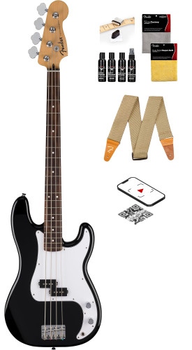 Fender Standard Precision Bass - Black w/ Guitar Cleaning Kit