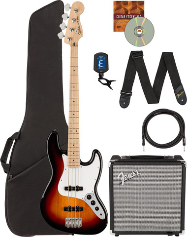 Fender Squier Affinity Jaguar Bass H - Black w/ Rumble 15 Amplifier