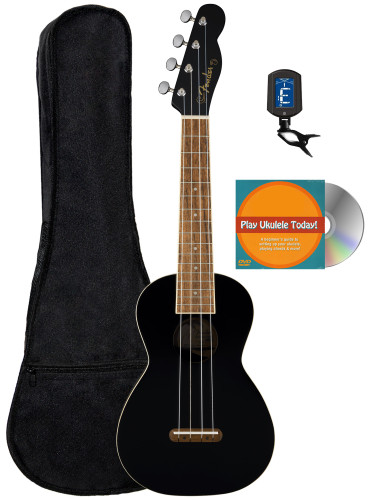 Fender Monterey Concert Ukulele - Black w/ Gig Bag