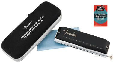Fender Groove Pro Chromatic 12-Hole Harmonica - Key of C w/ Austin Bazaar Instructional Manual
