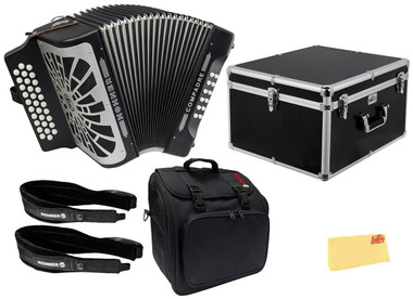 Hohner Compadre FBbEb 3-Row Diatonic Accordion - Black w/ Hard Case