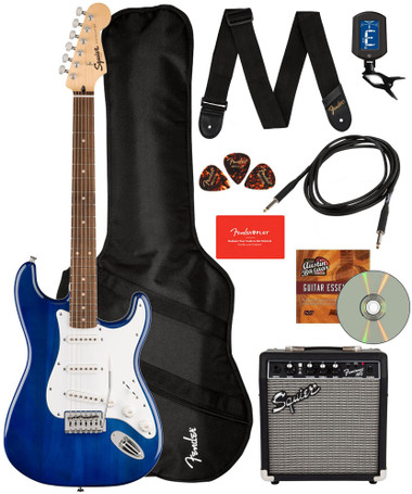 Fender Squier Sonic Stratocaster - Sapphire Blue Transparent w/ Frontman 10G Amplifier