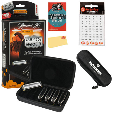 Hohner Special 20 Harmonica - Keys of G, A, C, D, E w/ Zip Pouch