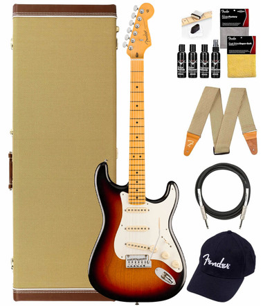 Fender American Ultra Luxe Vintage '50s Stratocaster - 3-Color Sunburst w/ Guitar Cleaning Kit