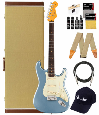 Fender American Ultra Luxe Vintage '60s Stratocaster - Ice Blue Metallic w/ Guitar Cleaning Kit