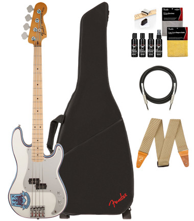 Fender Steve Harris Precision Bass - Olympic White w/ Guitar Cleaning Kit
