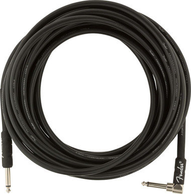 Fender 25-Foot Professional Instrument Cable, Straight-Angled, Black - 1 Pack