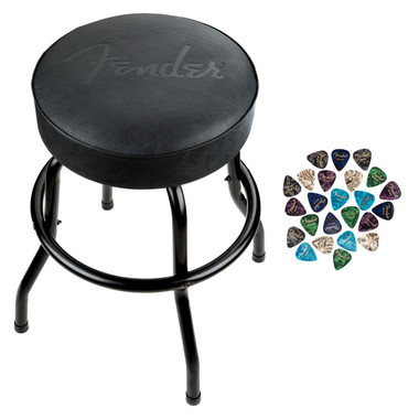 Fender Embossed Black Logo Barstool - Black w/ Picks