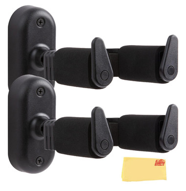 Gearlux Universal Self-Locking Guitar Wall Hanger with Auto-Swivel - 2 Pack