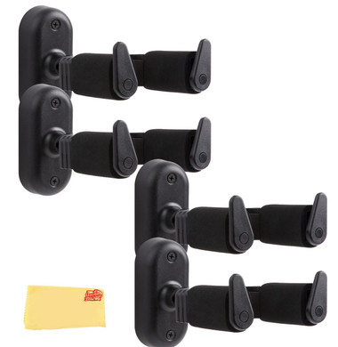 Gearlux Universal Self-Locking Guitar Wall Hanger with Auto-Swivel - 4 Pack