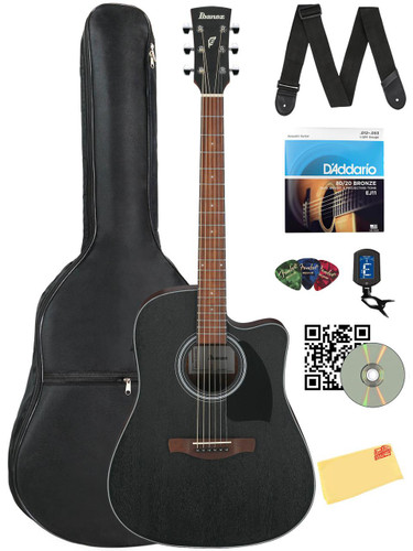 Ibanez PF54CE PF Performance Dreadnought Acoustic-Electric Guitar - Weathered Black w/ Gig Bag