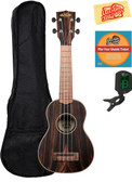 Kala KA-EBY-S Striped Ebony Soprano Ukulele w/ Gig Bag