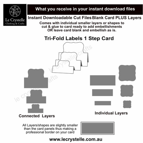 Tri Fold Labels 1 Step Card CUT FILE