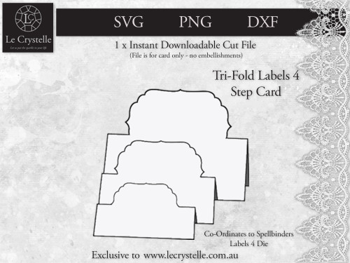 Tri Fold Labels 4 Step Card CUT FILE