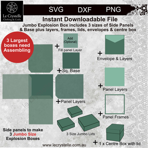 JumboCombo Square Explosion Box CUT FILE JumboCombo Square Explosion Box CUT FILE