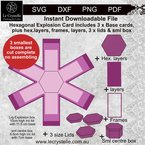 JumboCombo Hexagon Explosion Box CUT FILE JumboCombo Hexagon Explosion Box CUT FILE