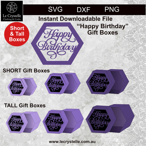 Hexagonal Happy Bday Box SVG