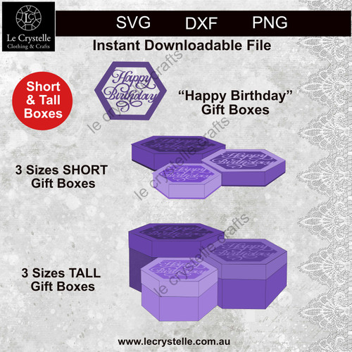 Hexagonal Happy Bday Box SVG Hexagonal Happy Bday Box SVG