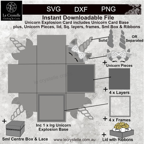 Explosion Box Card - Unicorn CUT FILE Explosion Box Card - Unicorn CUT FILE